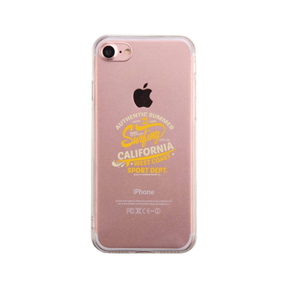 Authentic Summer Surfing California Clear Phone Case