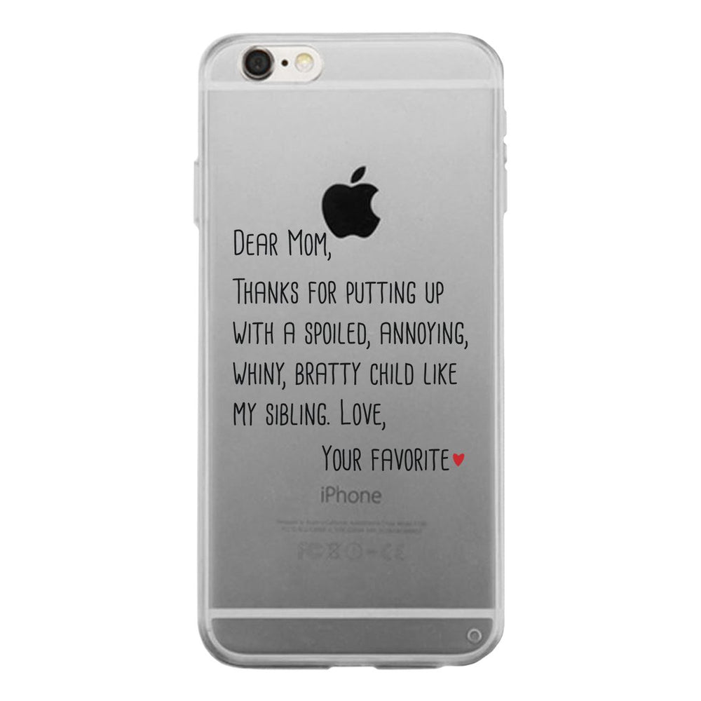 Dear Mom Clear Case Cute Moms Gifts For Mothers Day Ultra Slim Fit
