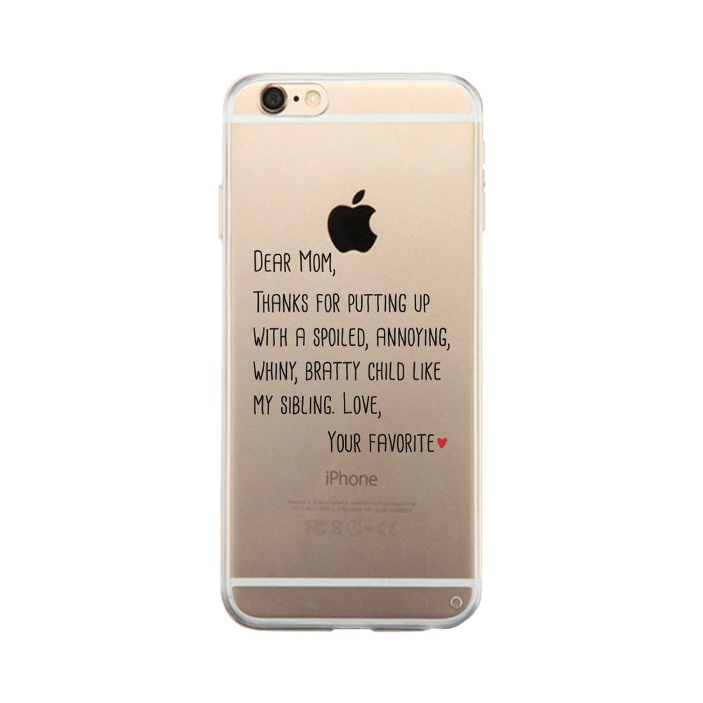 Dear Mom Clear Case Cute Moms Gifts For Mothers Day Ultra Slim Fit