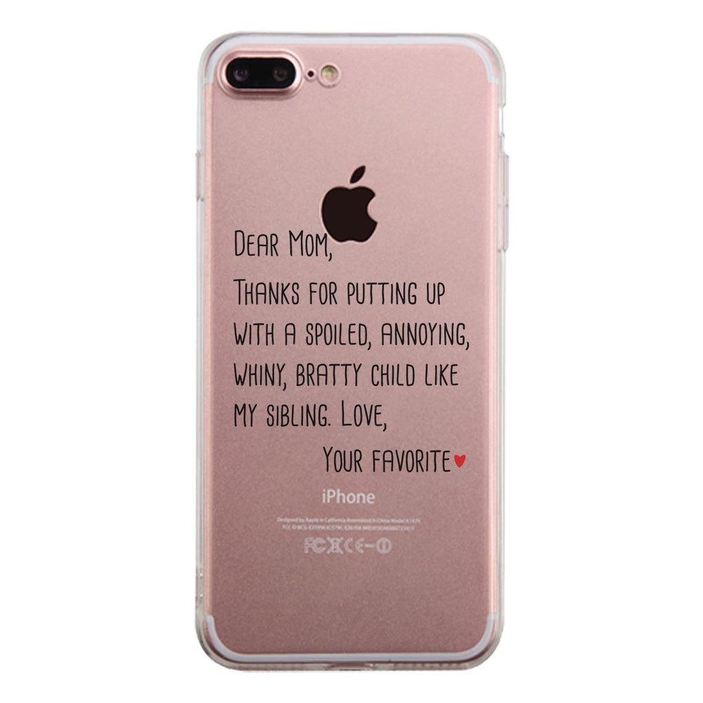 Dear Mom Clear Case Cute Moms Gifts For Mothers Day Ultra Slim Fit