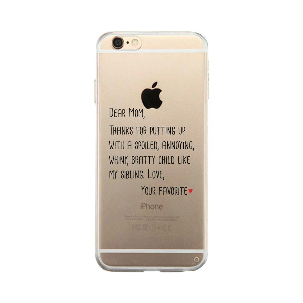 Dear Mom Clear Case Cute Moms Gifts For Mothers Day Ultra Slim Fit