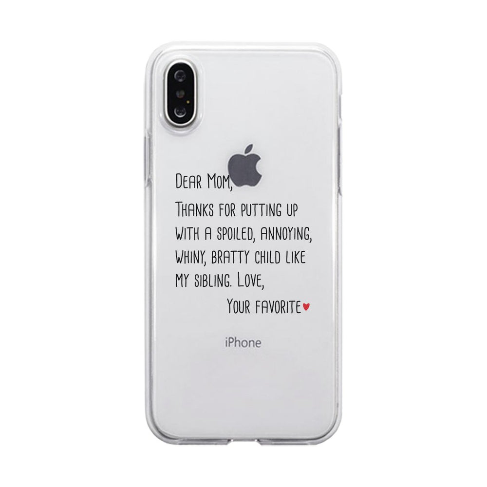 Dear Mom Clear Case Cute Moms Gifts For Mothers Day Ultra Slim Fit