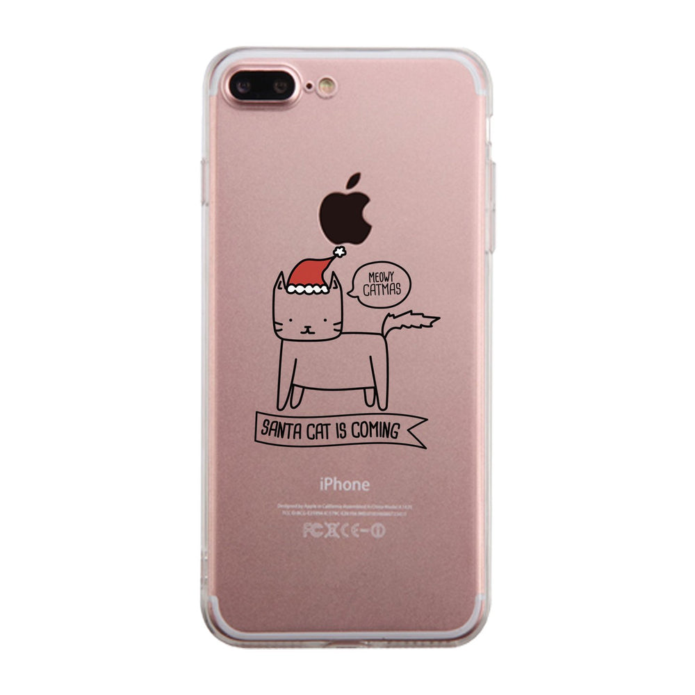 Meowy Catmas Santa Cat Is Coming Clear Phone Case