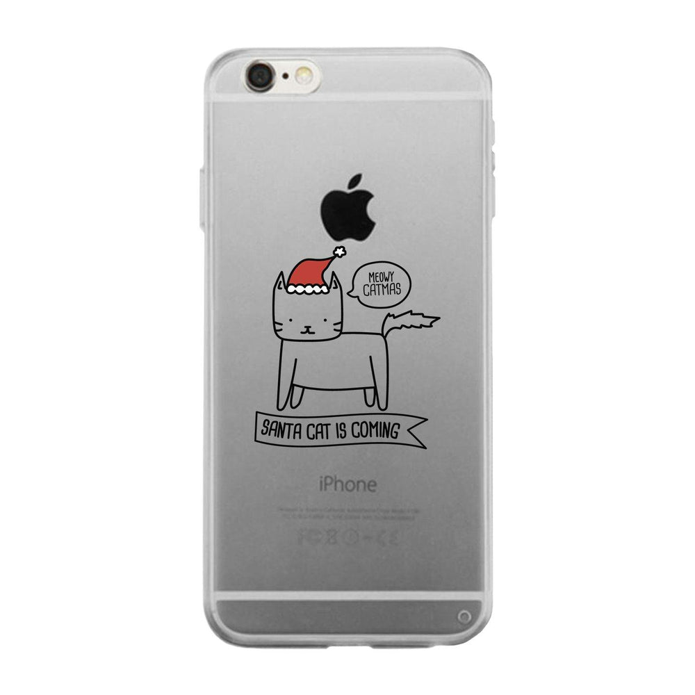 Meowy Catmas Santa Cat Is Coming Clear Phone Case