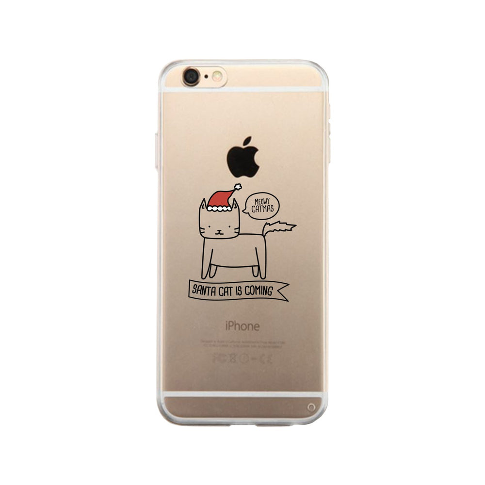 Meowy Catmas Santa Cat Is Coming Clear Phone Case
