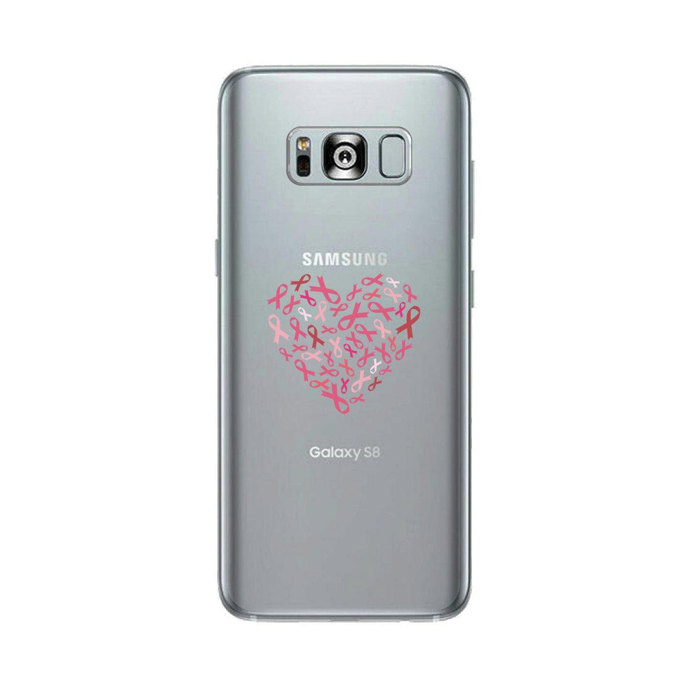 Pink Ribbon Heart Clear Phone Case