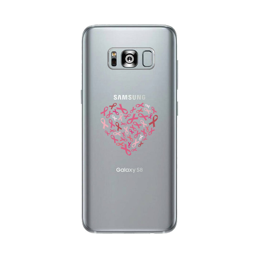 Pink Ribbon Heart Clear Phone Case
