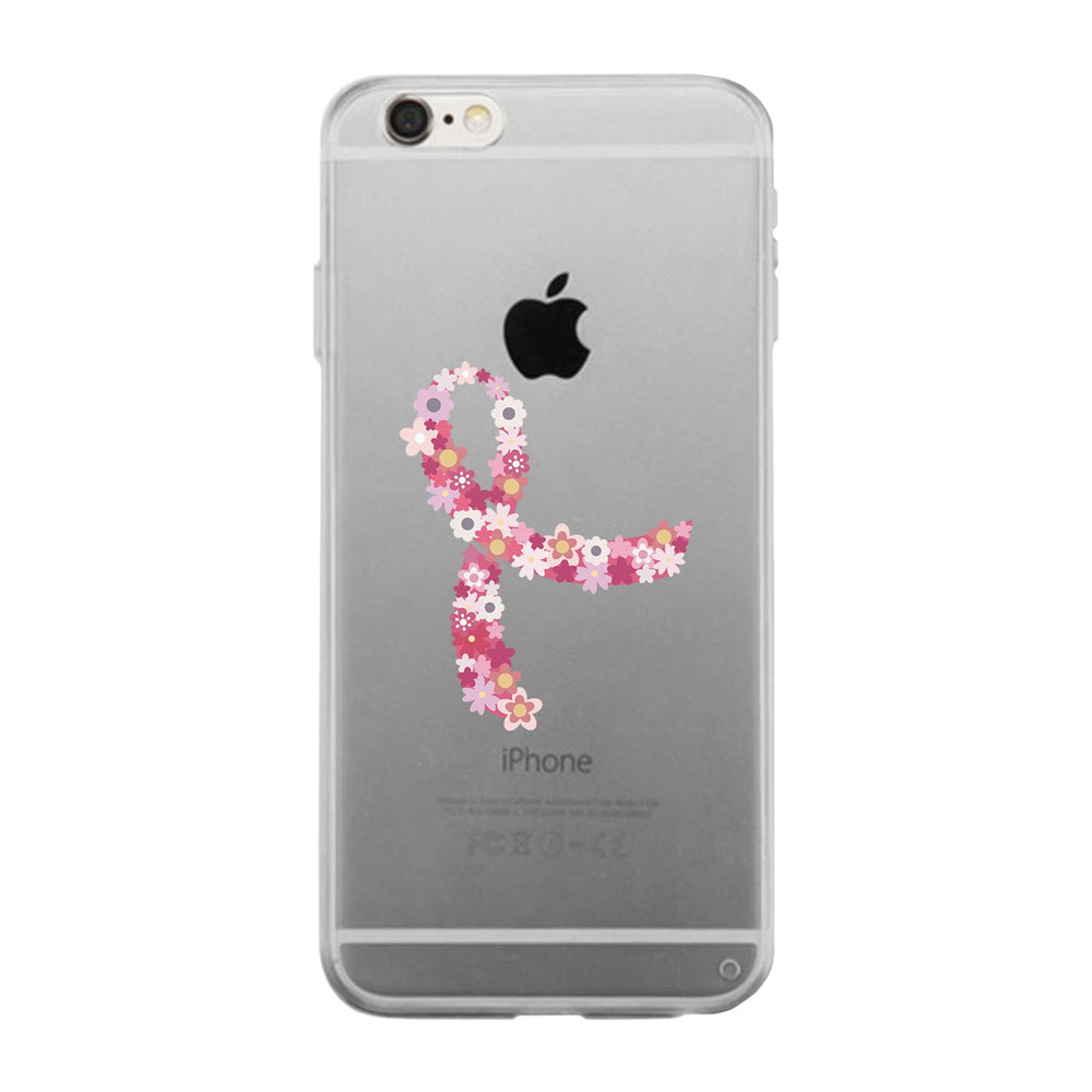 Pink Floral Ribbon Clear Phone Case