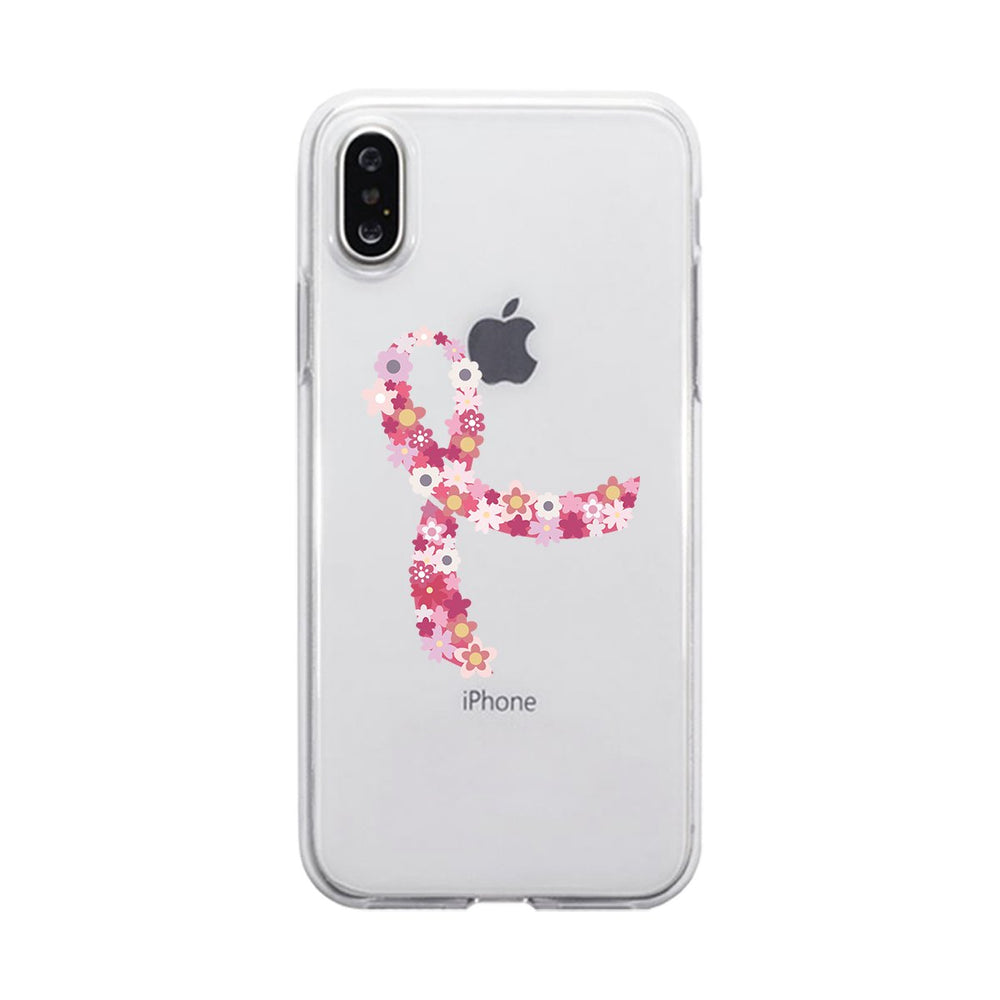 Pink Floral Ribbon Clear Phone Case