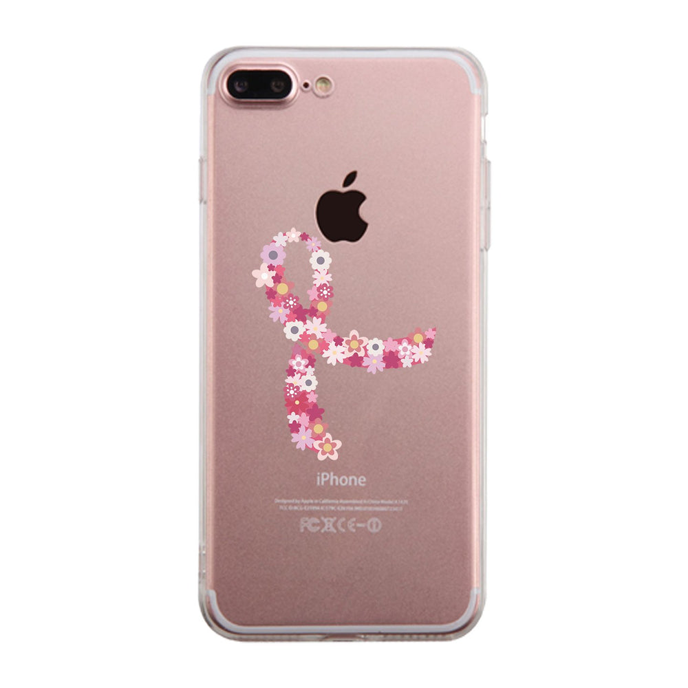 Pink Floral Ribbon Clear Phone Case
