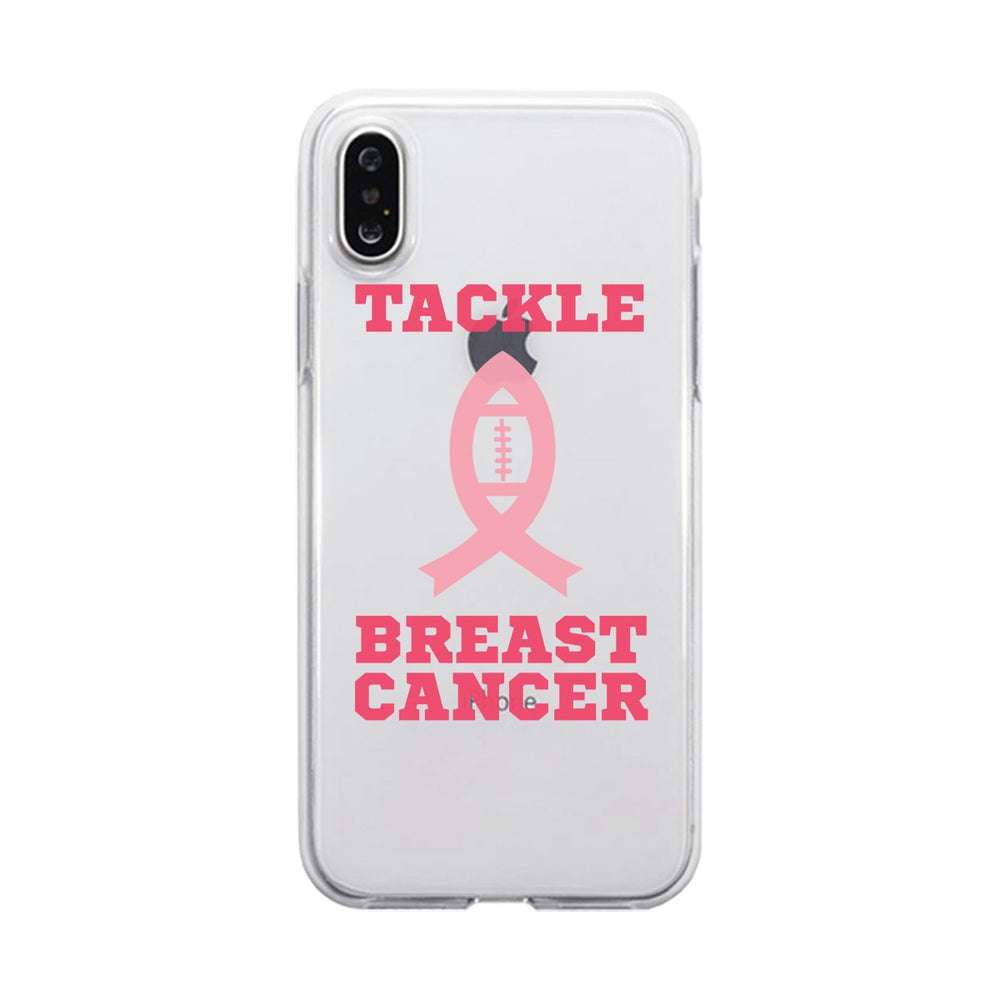 Tackle Breast Cancer Football Clear Phone Case