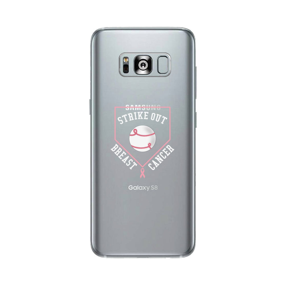 Strike Out Breast Cancer Baseball Clear Phone Case