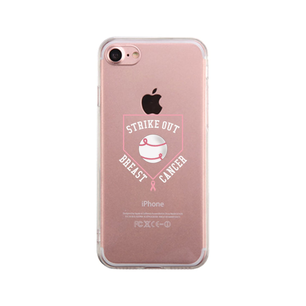 Strike Out Breast Cancer Baseball Clear Phone Case