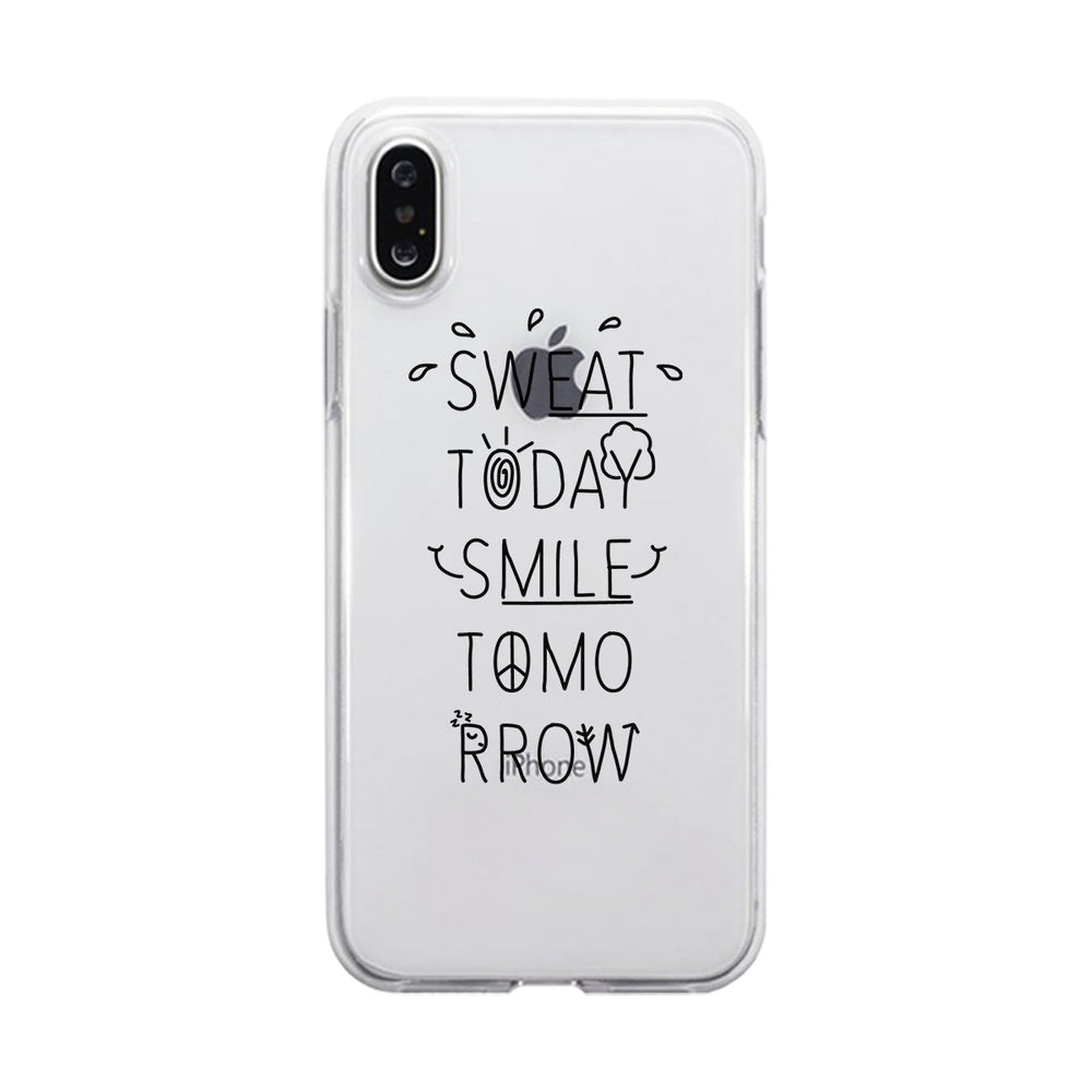 Sweat Smile Clear Case Funny Workout Gift Phone Cover Cute Gym Gif