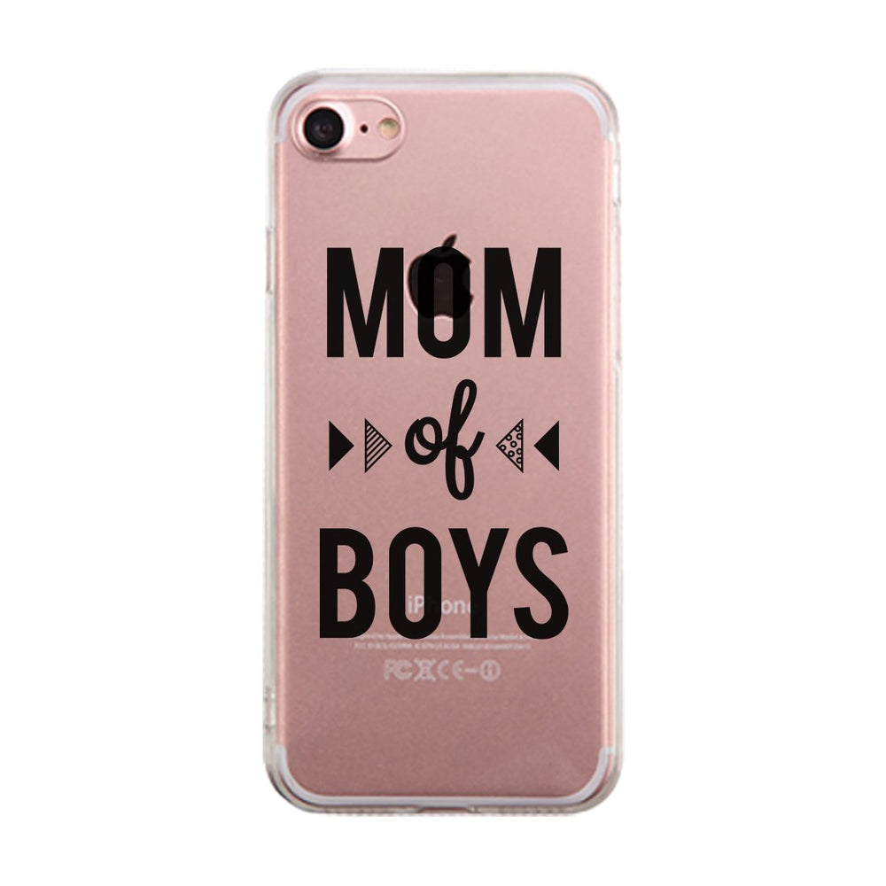 Mom Of Boys Clear Case Unique Mothers Day Gift Transparent Cover