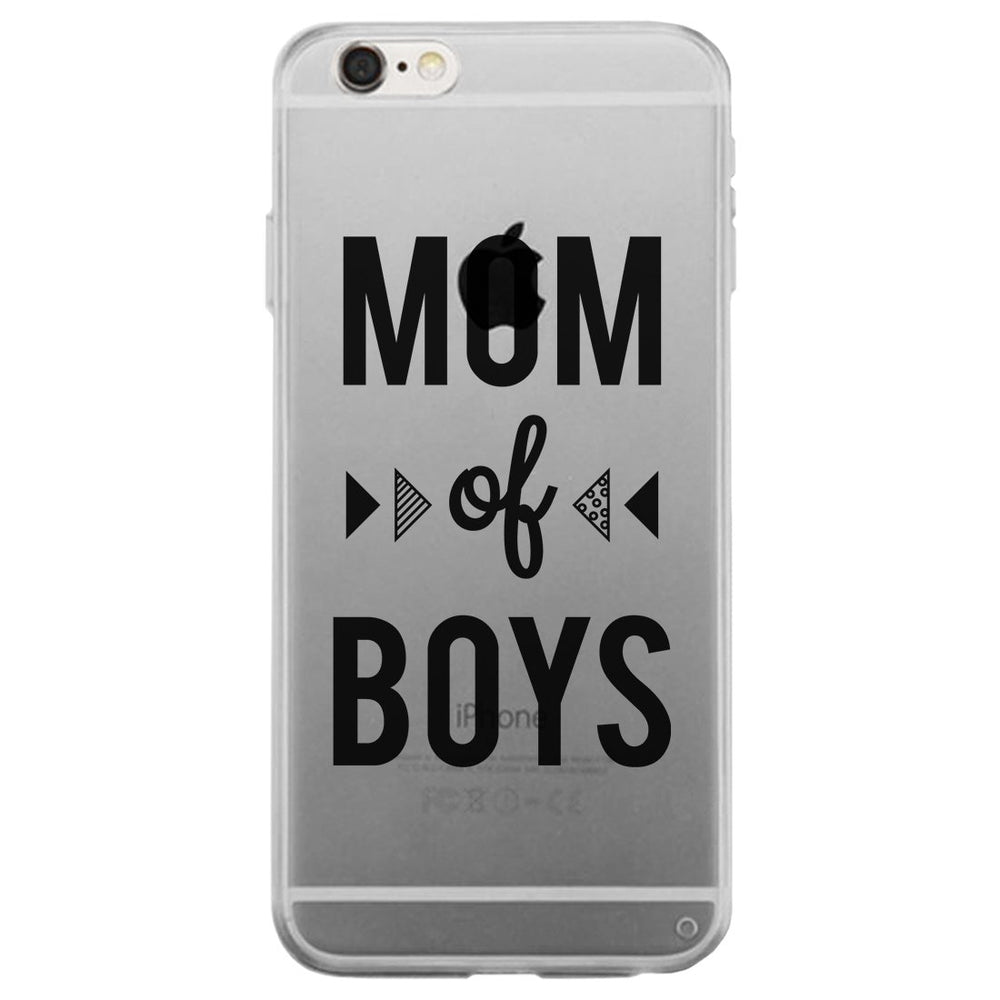 Mom Of Boys Clear Case Unique Mothers Day Gift Transparent Cover