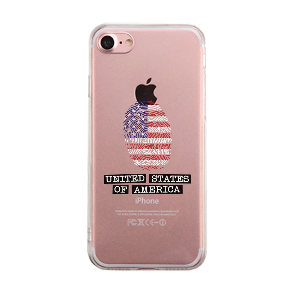 Fingerprint USA Flag Clear Phone Case Independence Day Phone Cover