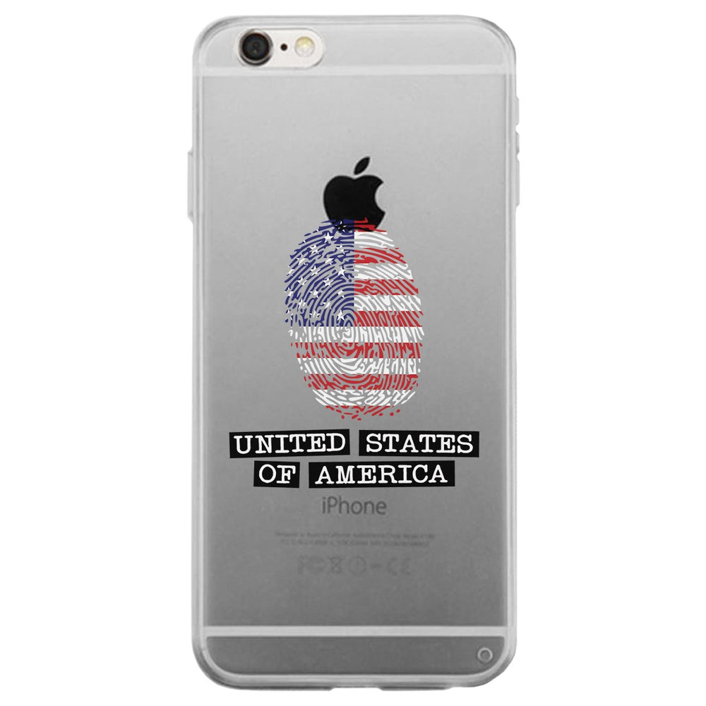 Fingerprint USA Flag Clear Phone Case Independence Day Phone Cover