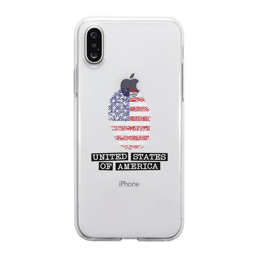 Fingerprint USA Flag Clear Phone Case Independence Day Phone Cover