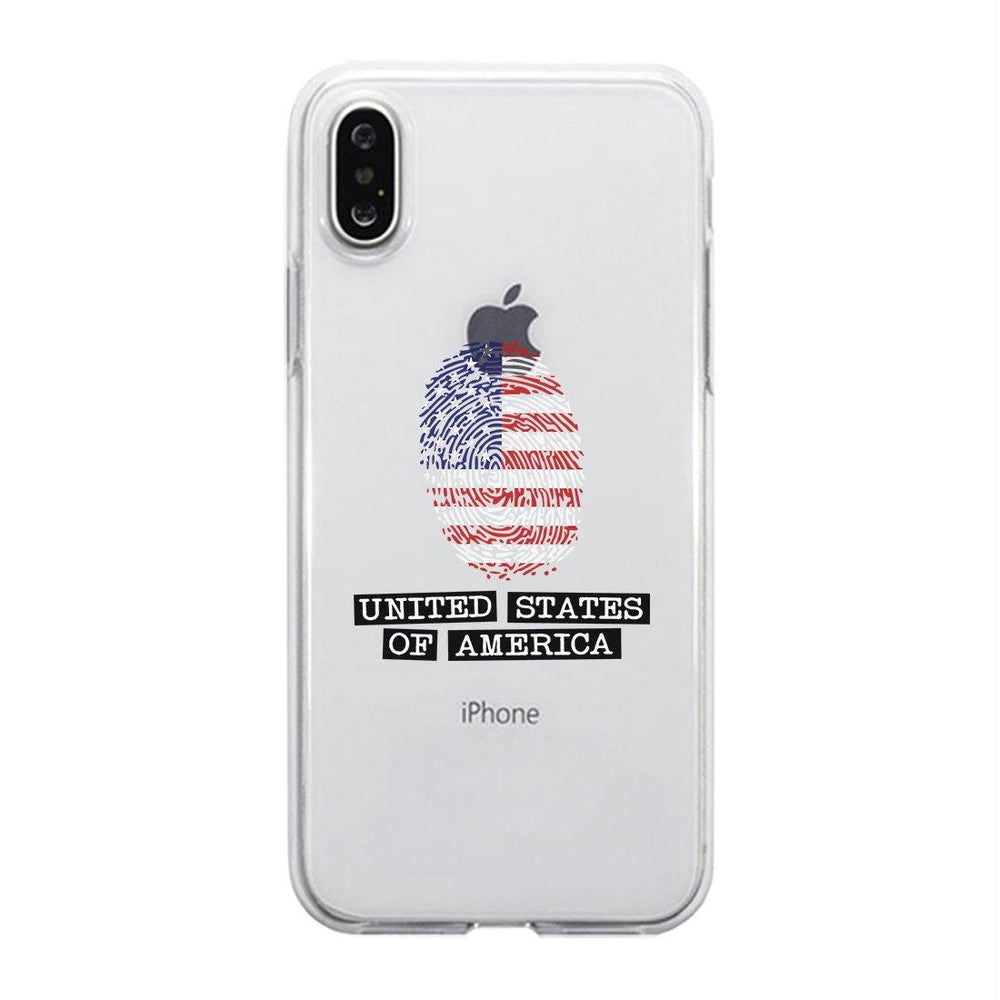 Fingerprint USA Flag Clear Phone Case Independence Day Phone Cover