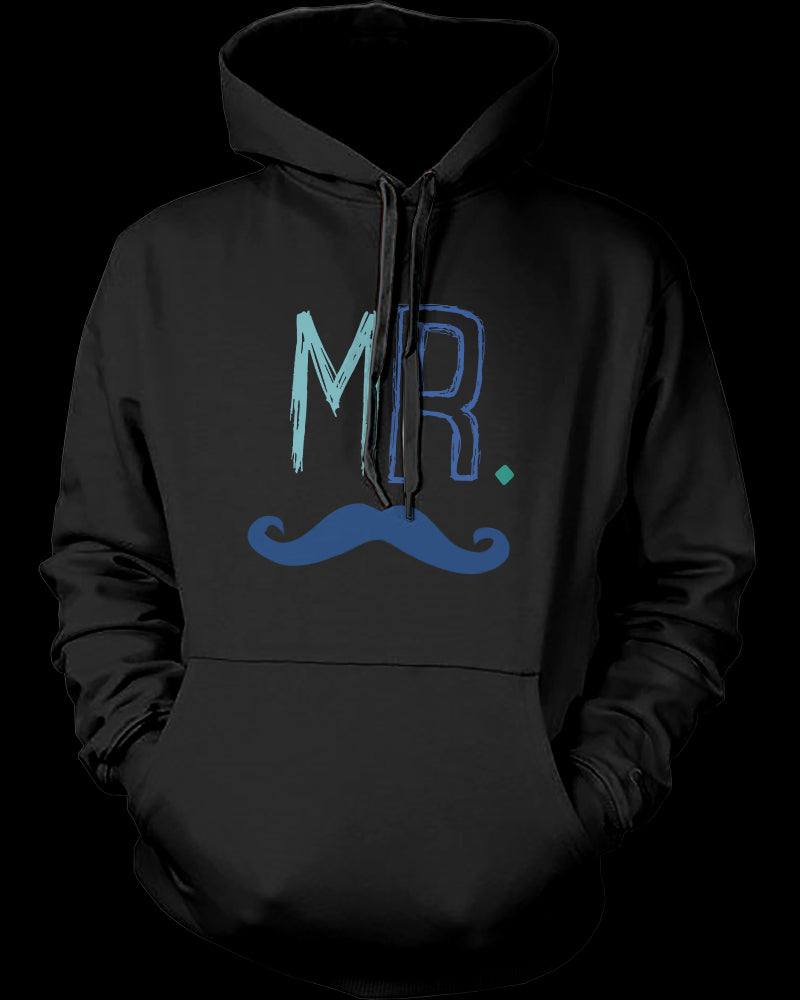 Mr and Mrs Couple Outfit Mustache and Lips Matching Hoodies for Couples