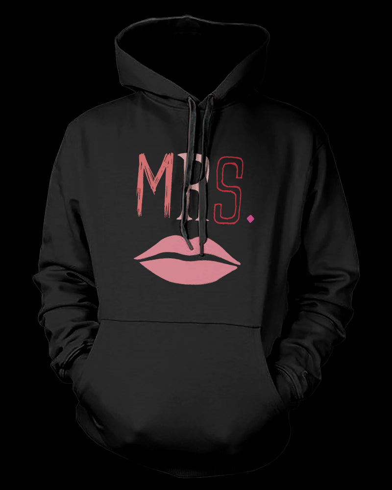 Mr and Mrs Couple Outfit Mustache and Lips Matching Hoodies for Couples