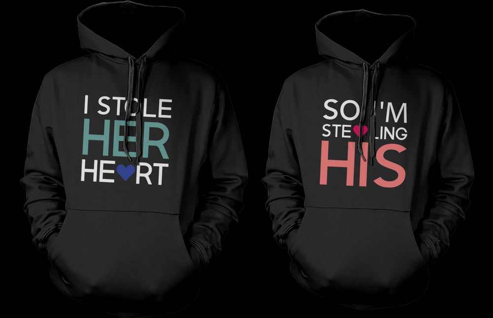 Stealing Hearts Romantic Couple Hoodies His and Her Matching Outfit