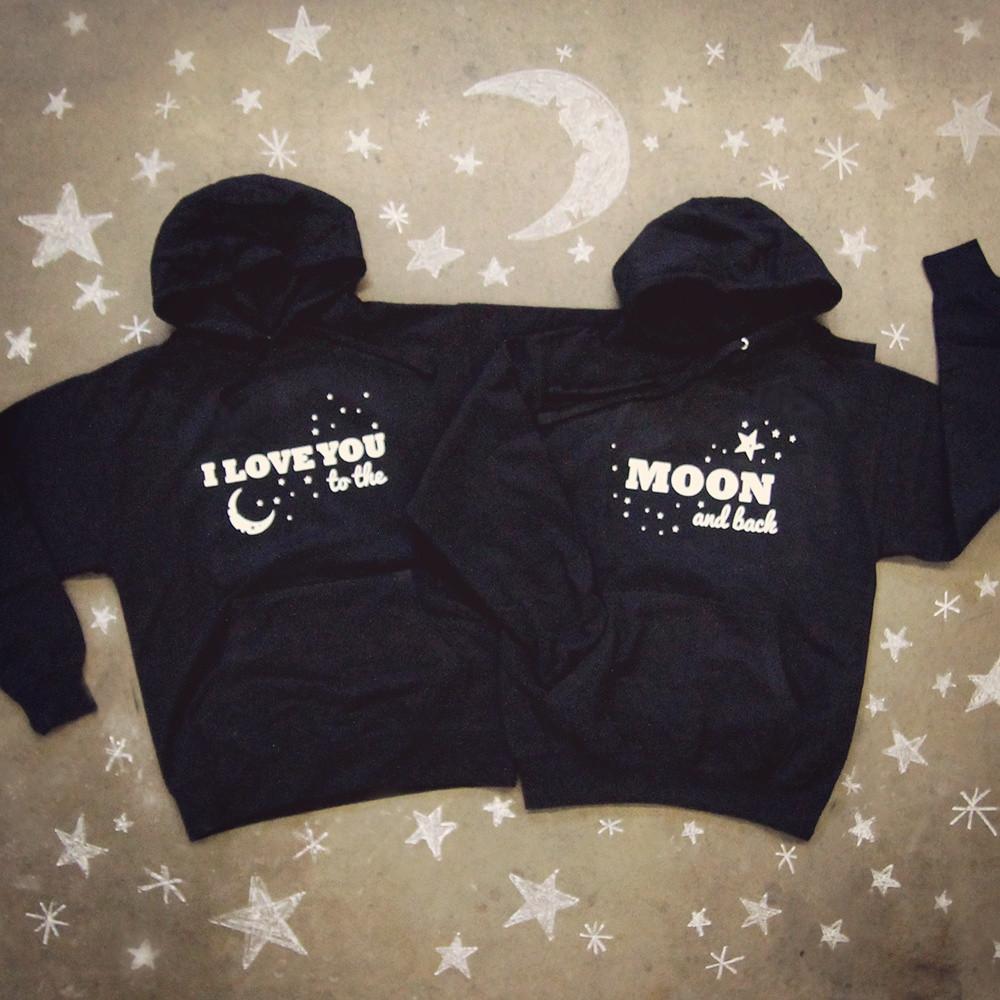 I Love You to the Moon and Back Couple Hoodies Matching Outfit for Couples