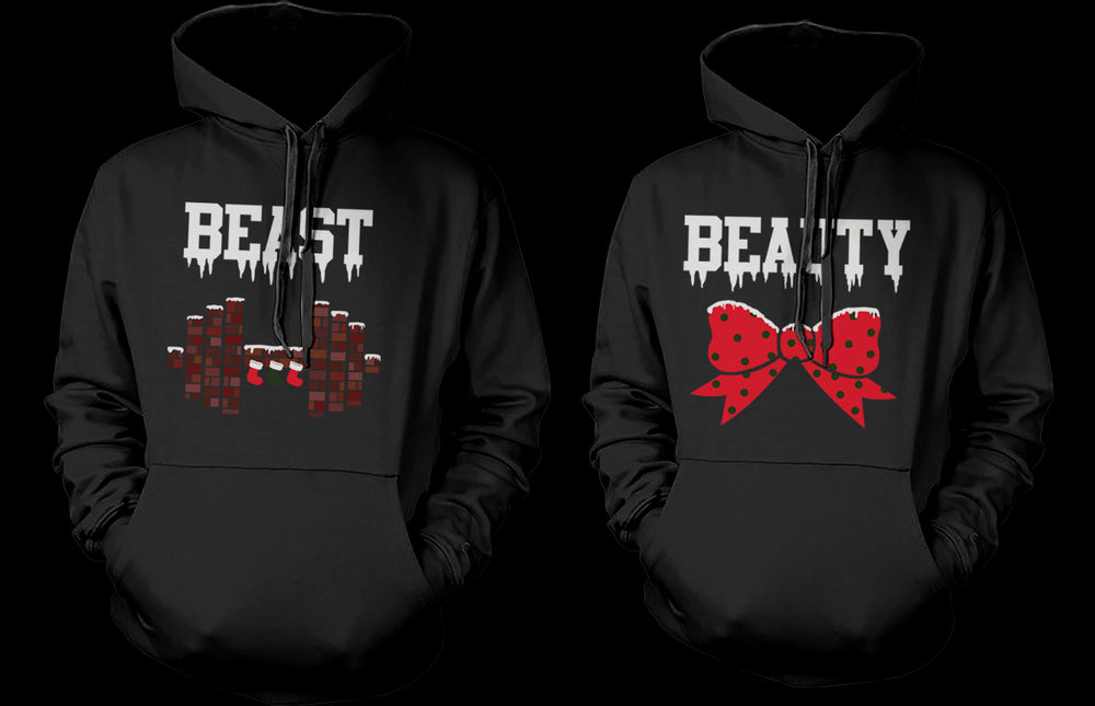 Beauty and Beast Winter Edition Matching Outfit Cute X-Mas Couple Hoodies