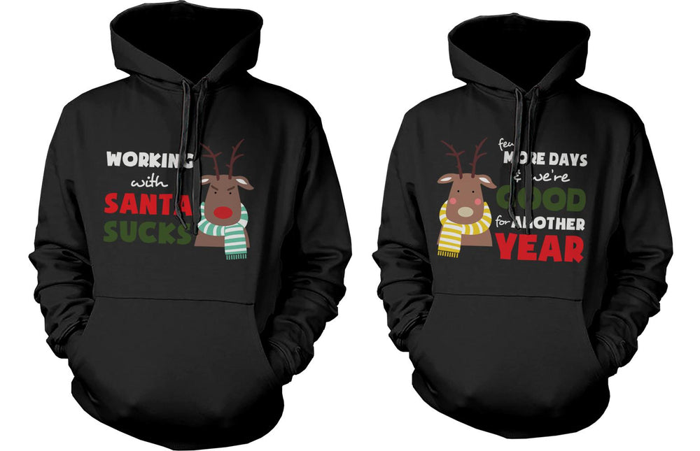 Mr and Mrs Rudolph Couple Matching Outfit Cute X-Mas Couple Hoodies