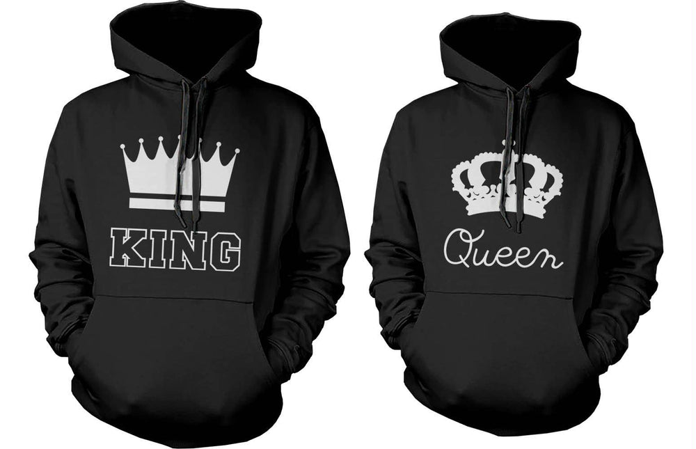 King and Queen Crown Couple Hoodies Cute Matching Outfit for Couples