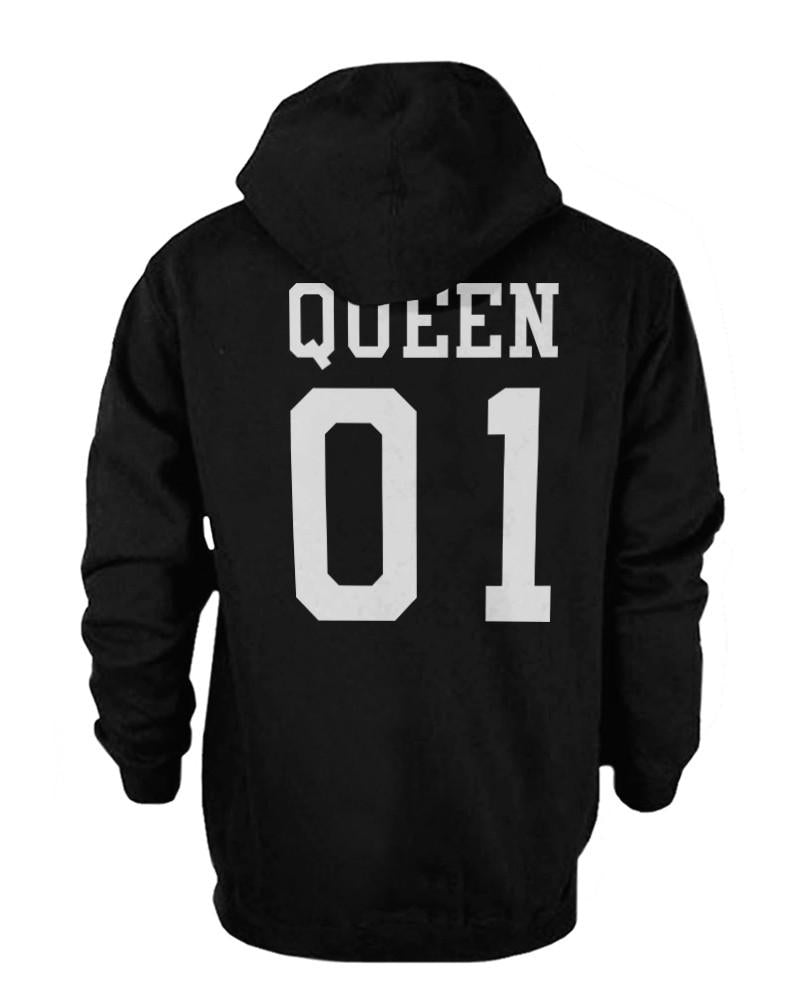 King 01 and Queen 01 Back Print Couple Matching Hoodies Cute Outfit