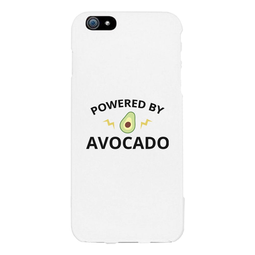 Powered By Avocado White Cute Graphic Phone Case For Food Lovers