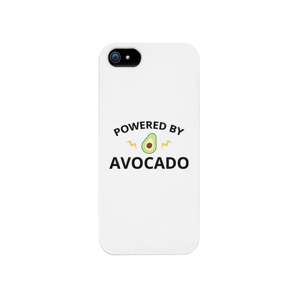 Powered By Avocado White Cute Graphic Phone Case For Food Lovers