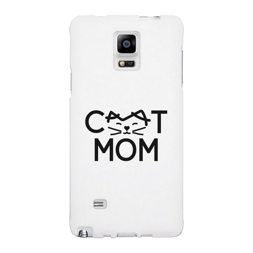 Cat Mom White Phone Case Unique Graphic Slim Fit For Cat Lovers