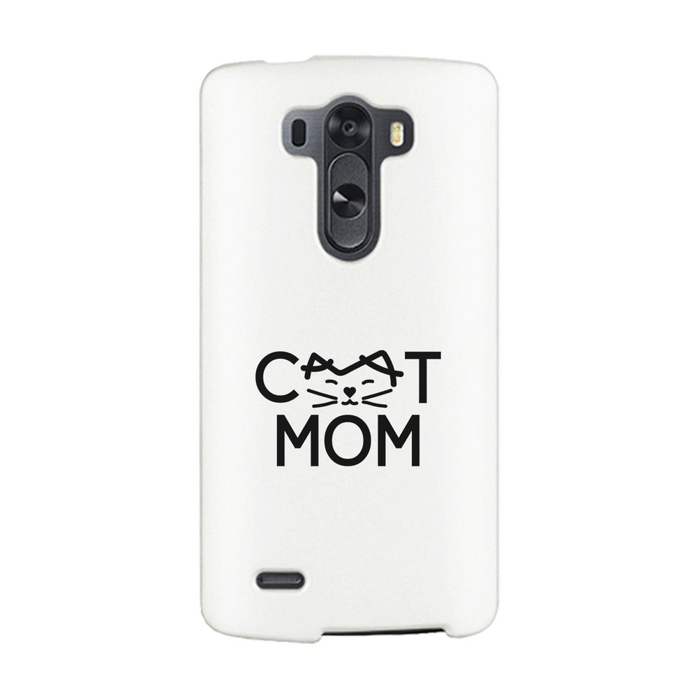 Cat Mom White Phone Case Unique Graphic Slim Fit For Cat Lovers