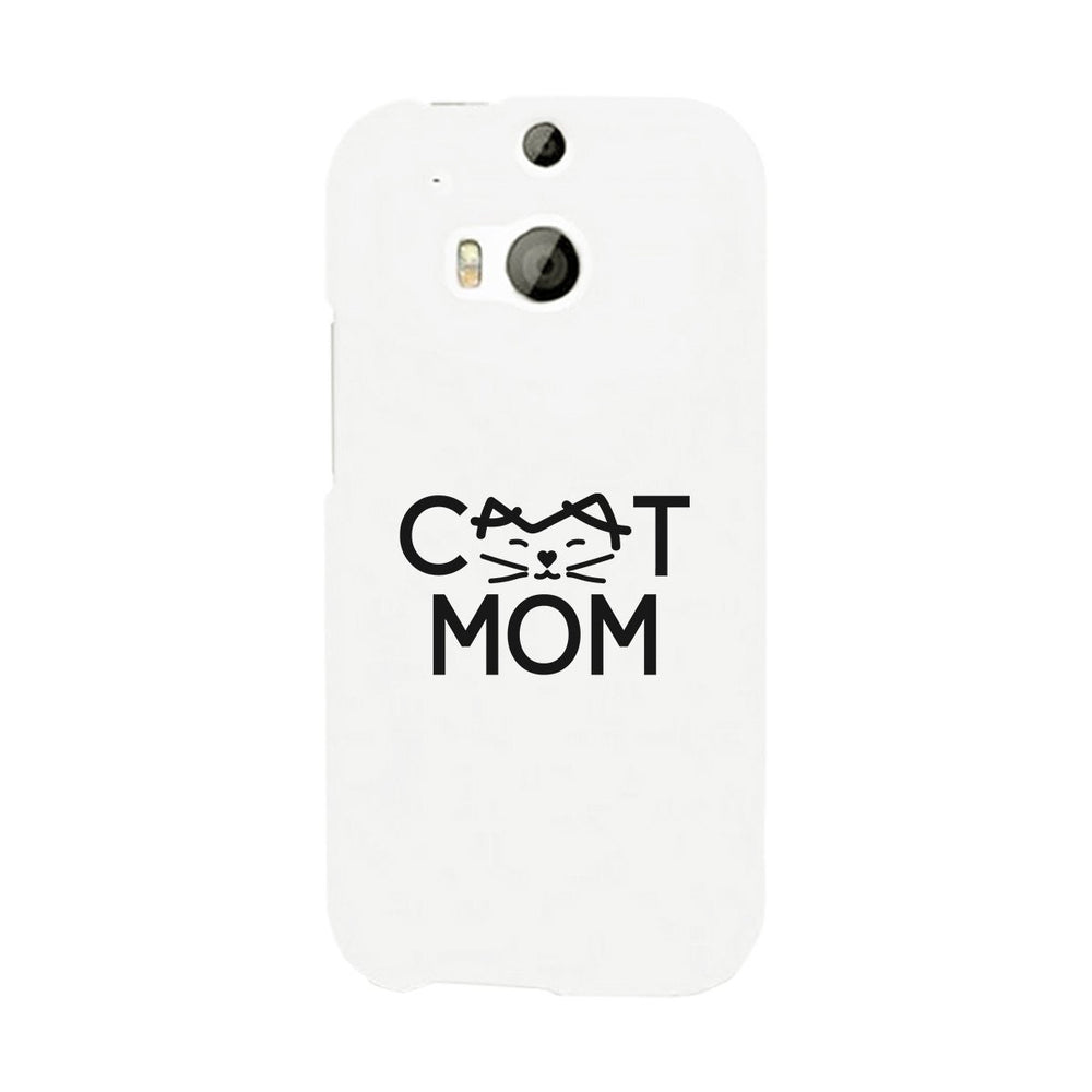 Cat Mom White Phone Case Unique Graphic Slim Fit For Cat Lovers