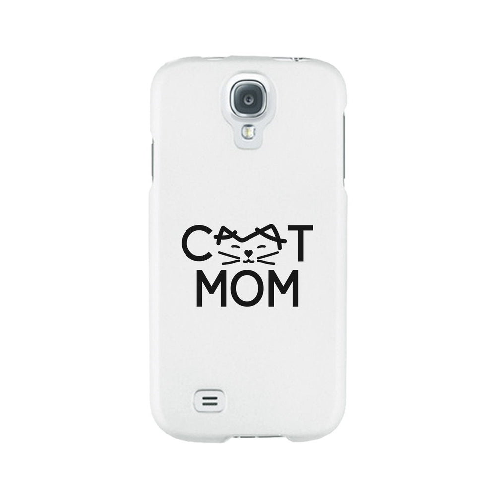 Cat Mom White Phone Case Unique Graphic Slim Fit For Cat Lovers