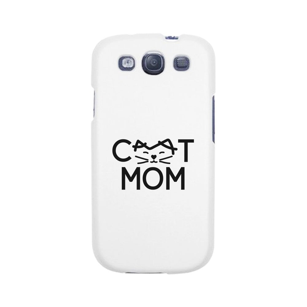 Cat Mom White Phone Case Unique Graphic Slim Fit For Cat Lovers