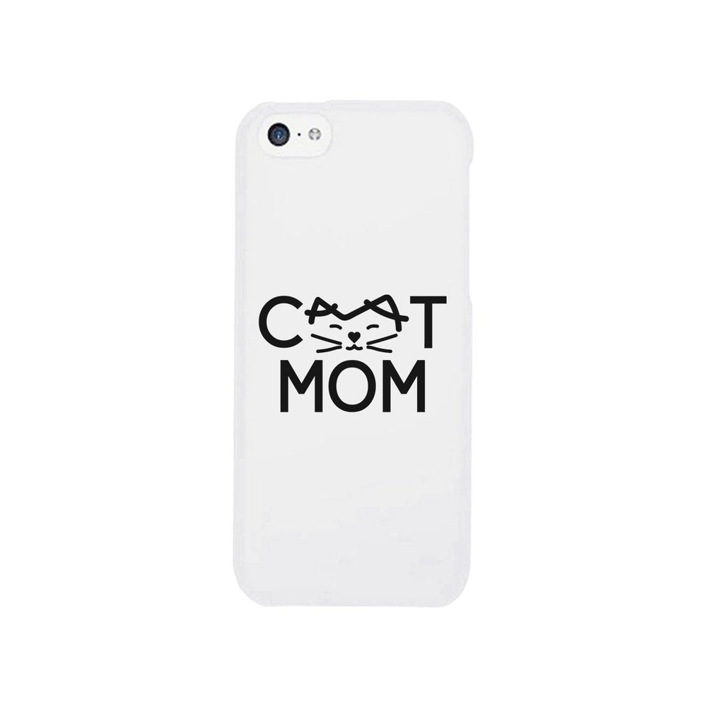 Cat Mom White Phone Case Unique Graphic Slim Fit For Cat Lovers