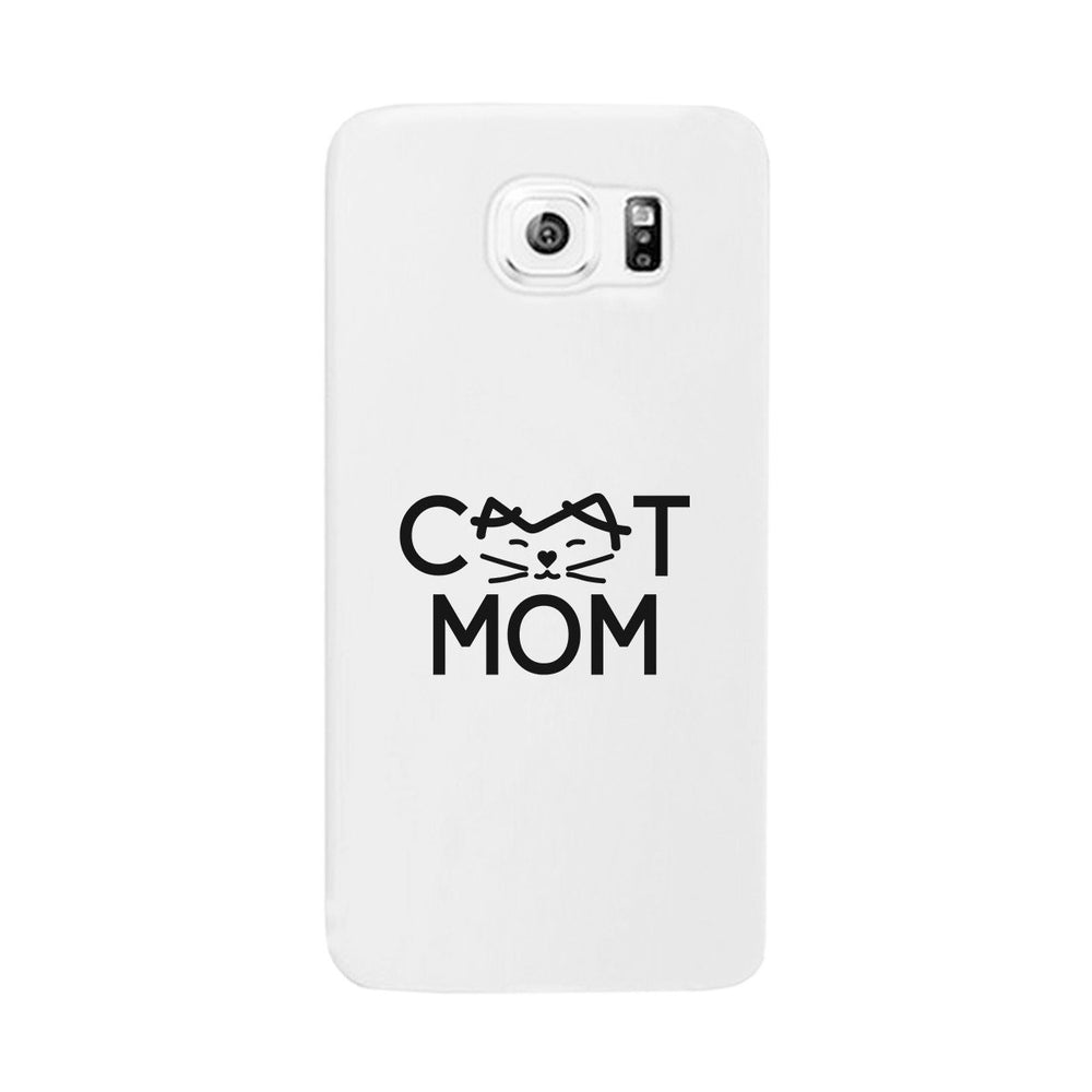 Cat Mom White Phone Case Unique Graphic Slim Fit For Cat Lovers