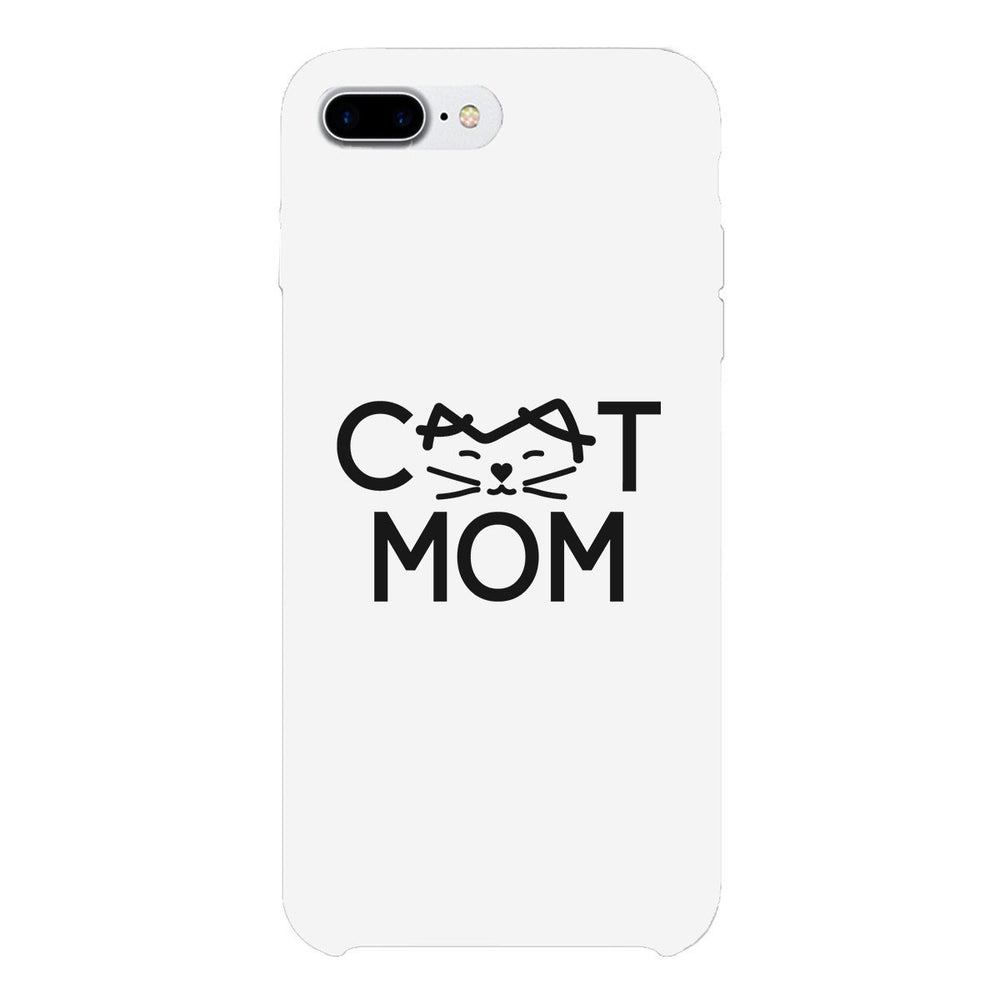 Cat Mom White Phone Case Unique Graphic Slim Fit For Cat Lovers