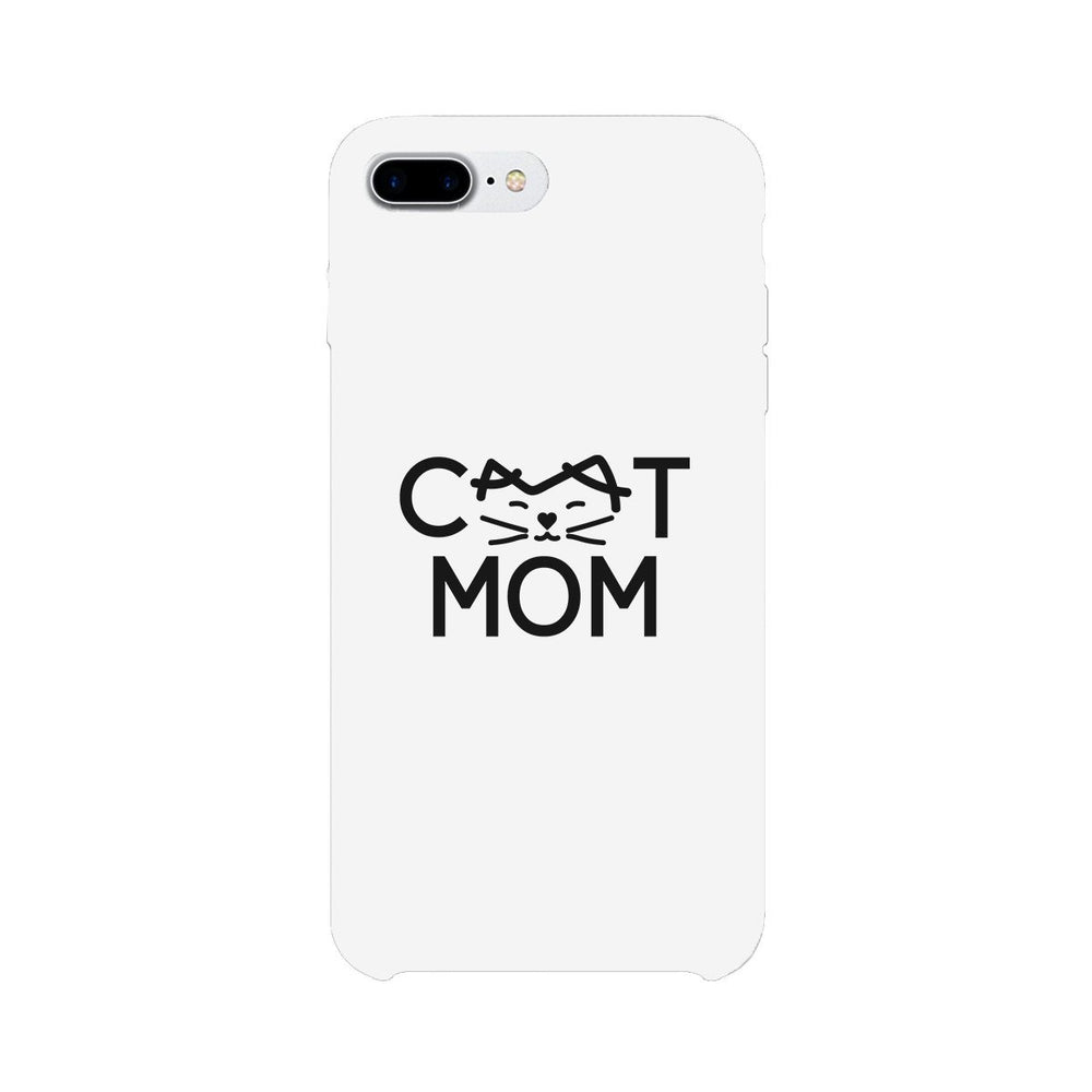 Cat Mom White Phone Case Unique Graphic Slim Fit For Cat Lovers