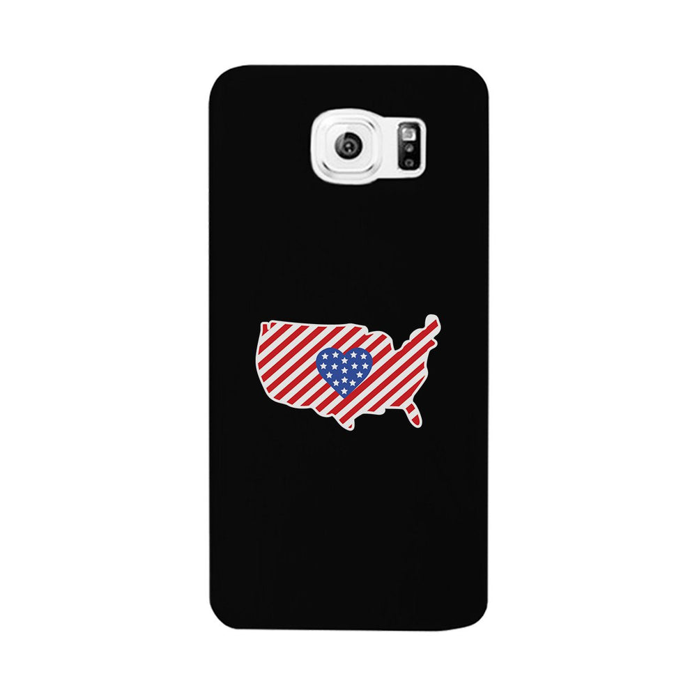 USA Map American Flag Black Phone Case