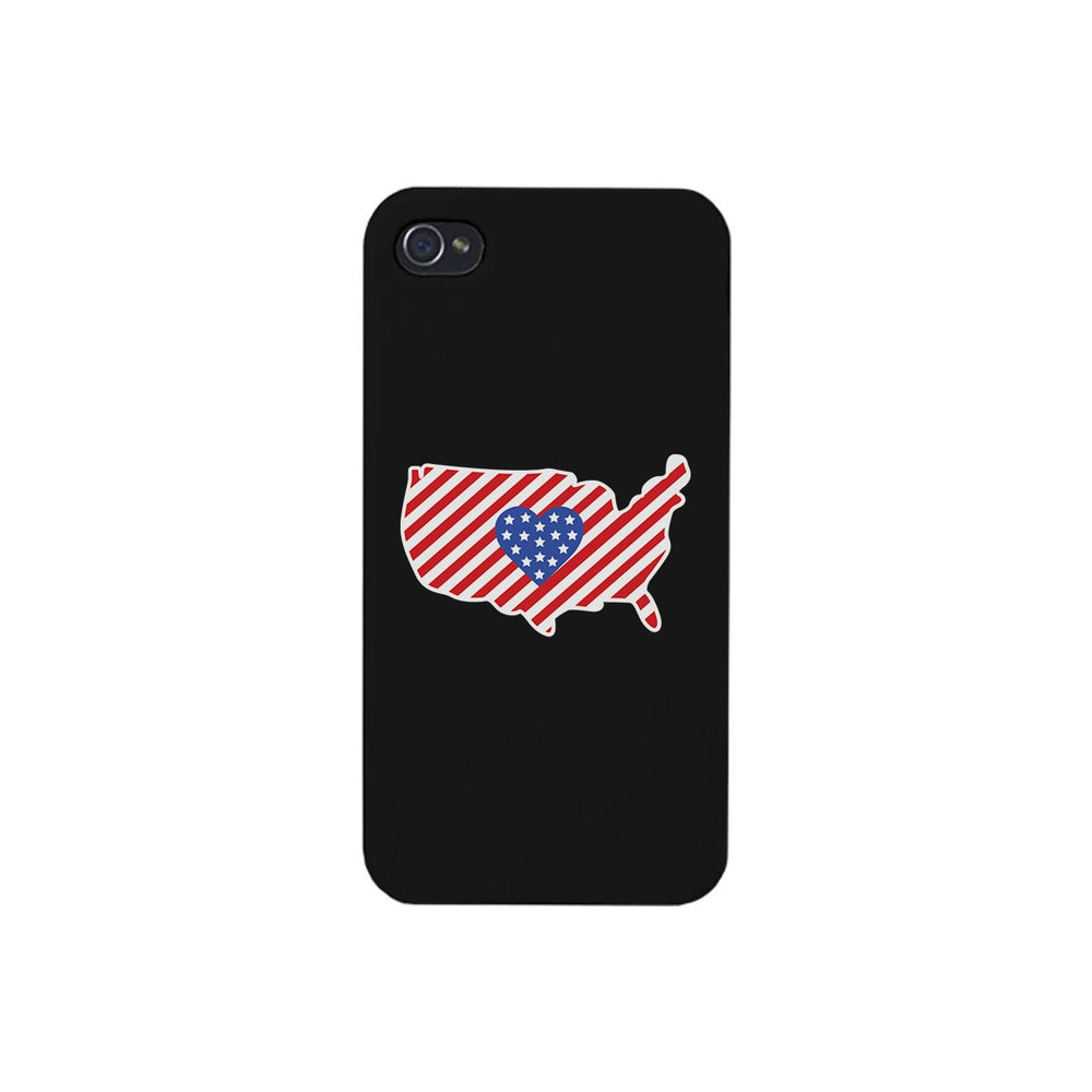 USA Map American Flag Black Phone Case