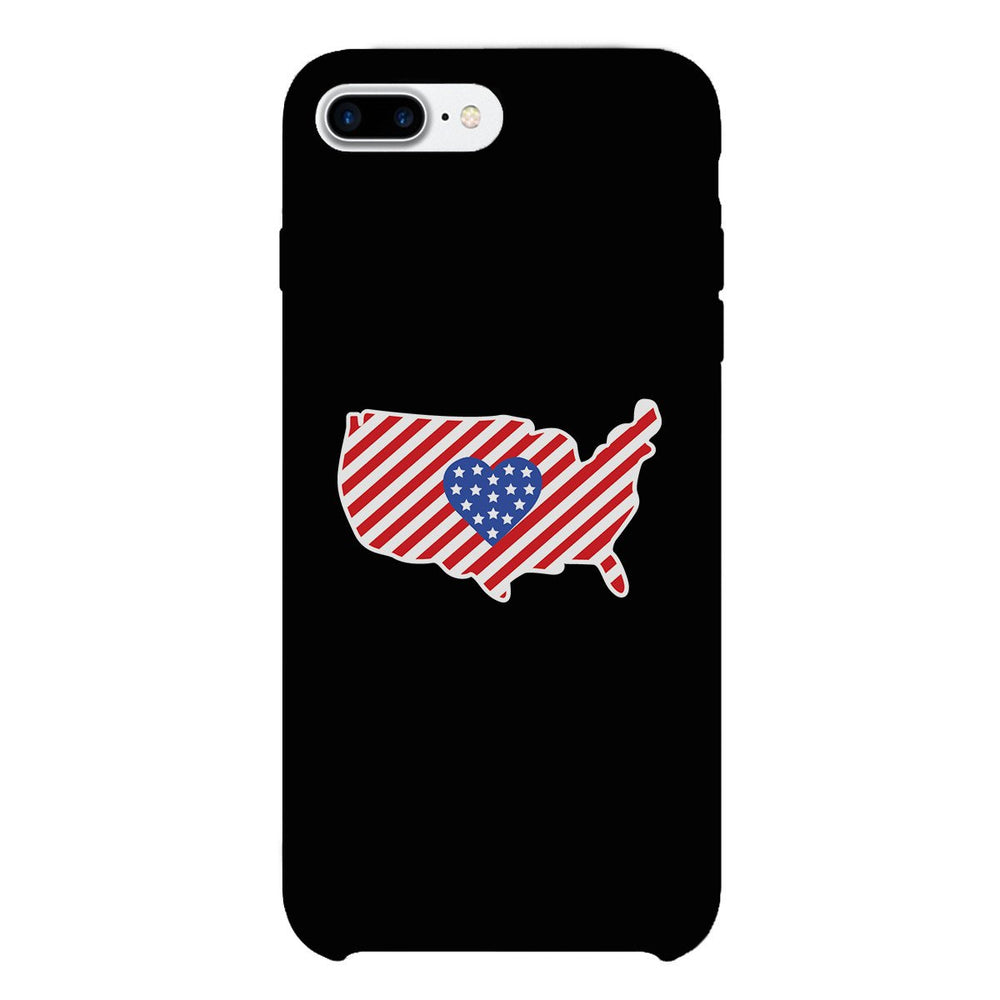 USA Map American Flag Black Phone Case