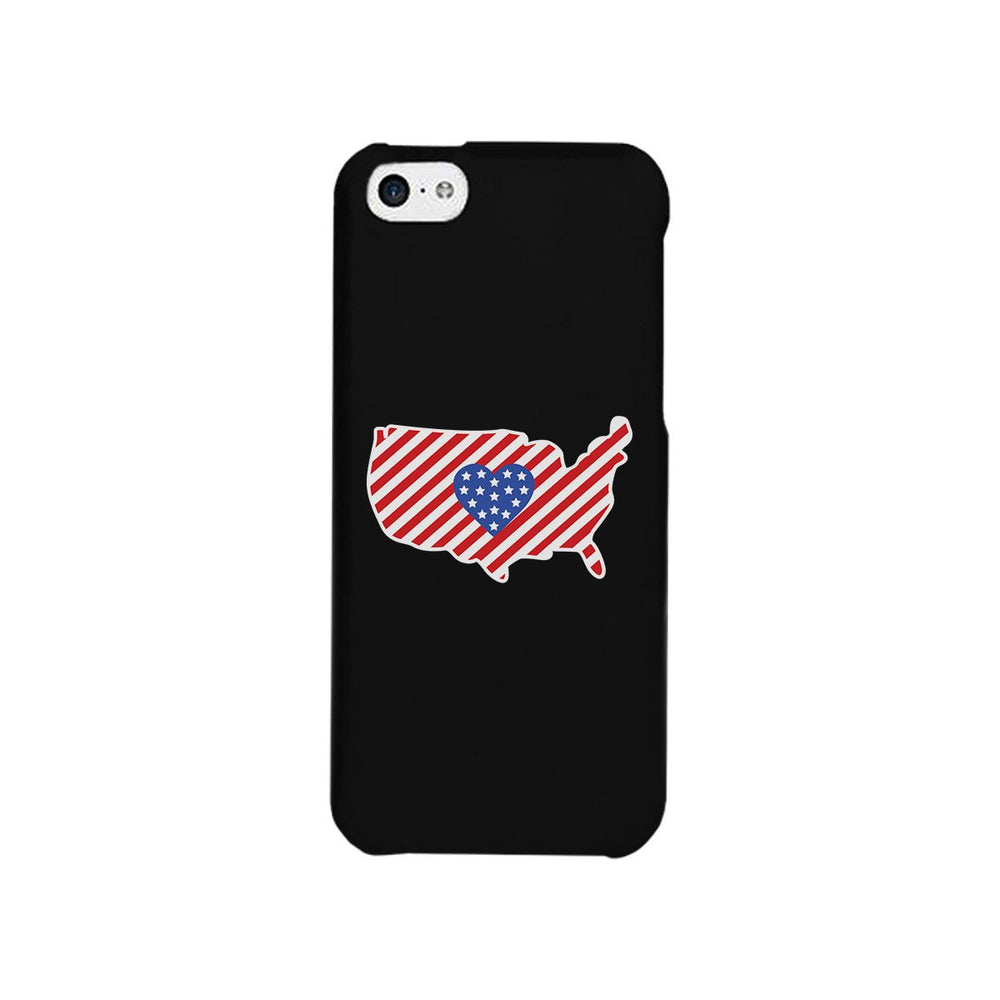 USA Map American Flag Black Phone Case