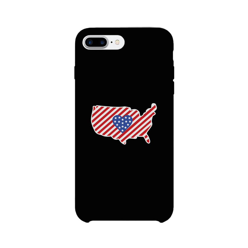 USA Map American Flag Black Phone Case