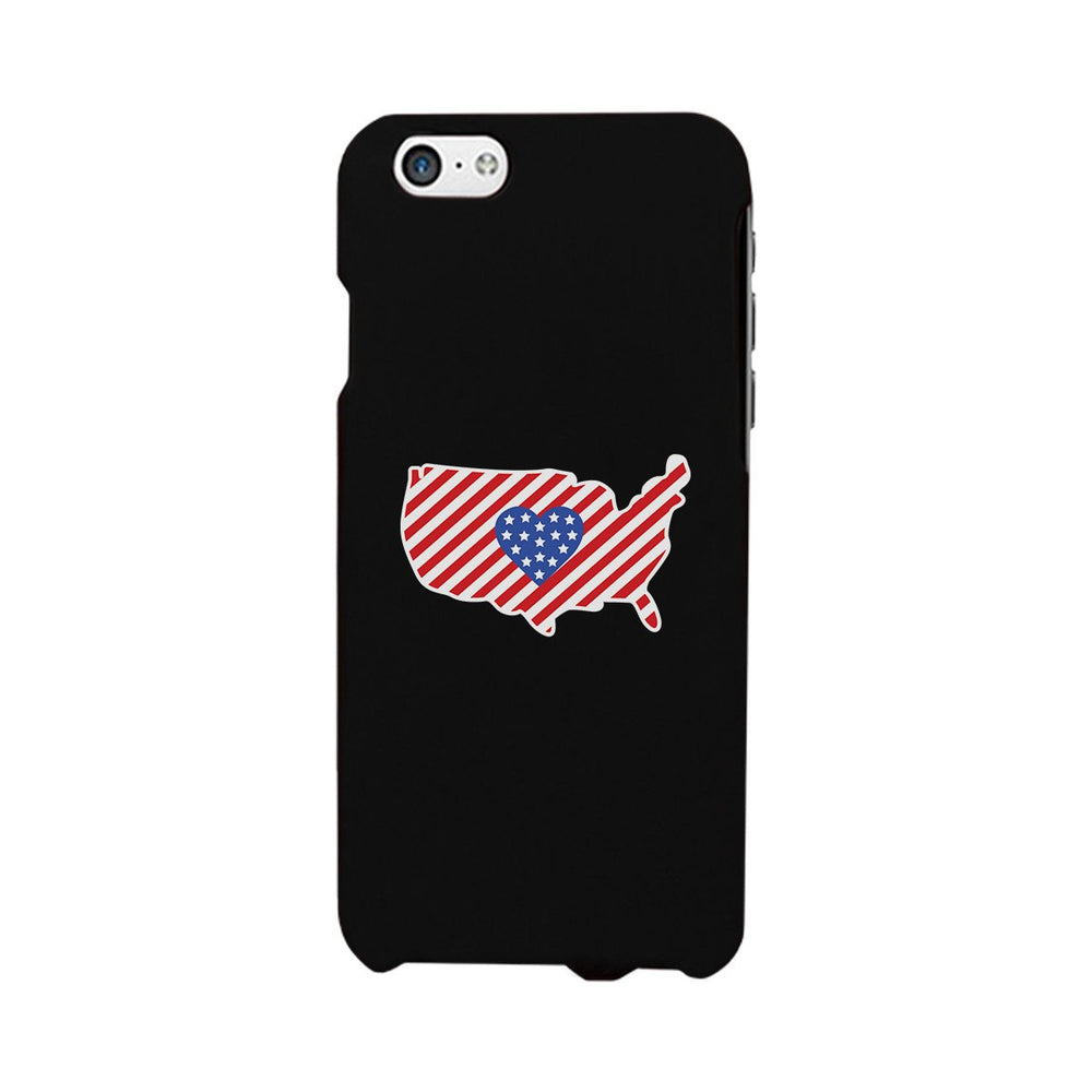 USA Map American Flag Black Phone Case