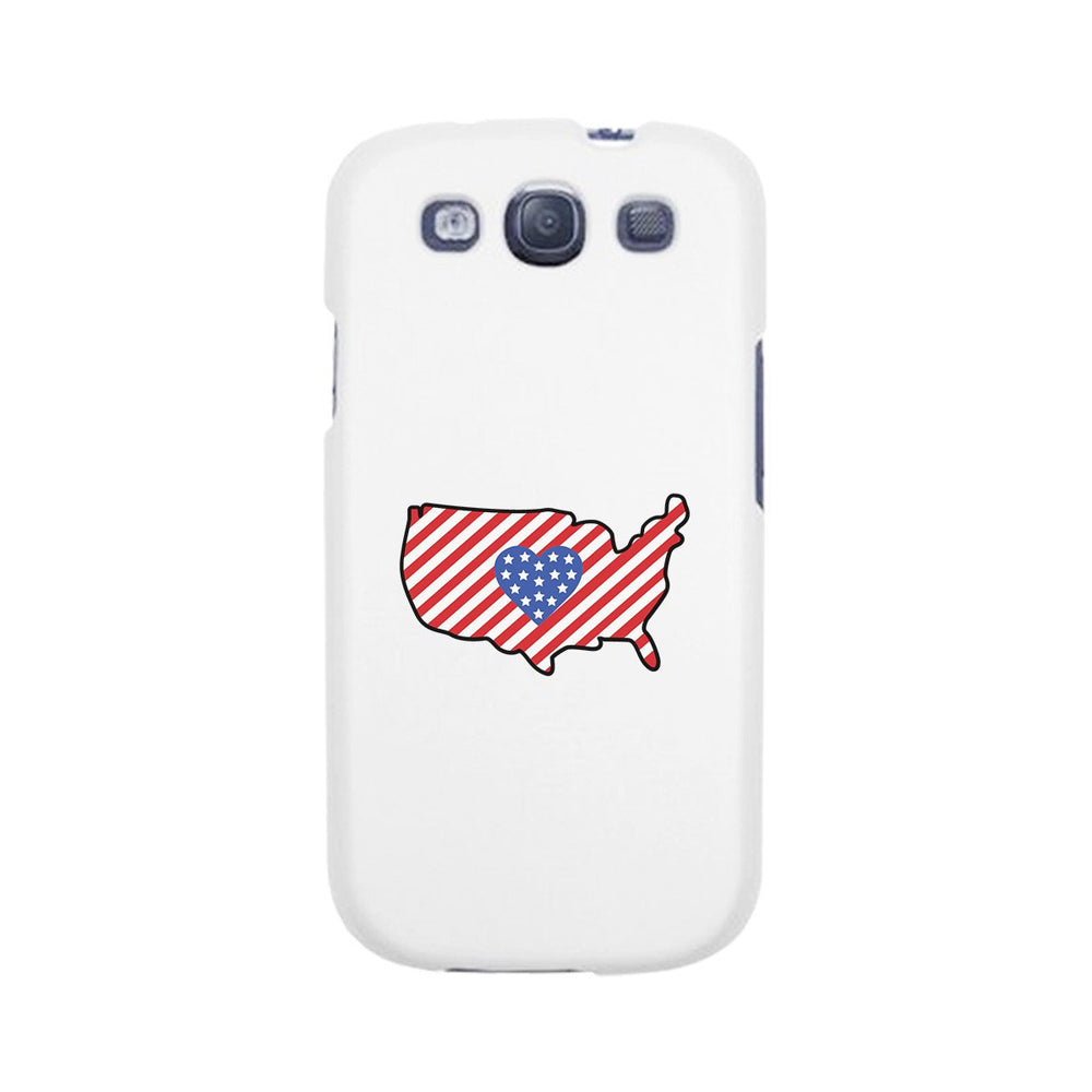 USA Map American Flag White Phone Case